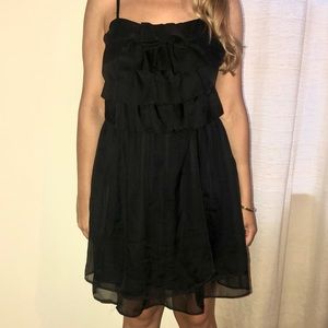 Ruffle A-Line Black Dress